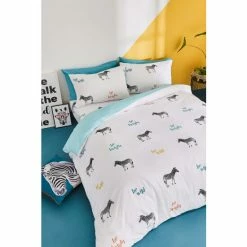 Alternative view of Catherine Lansfield Blue Stay Wild Zebra Reversible Duvet Cover And Pillowcase Set