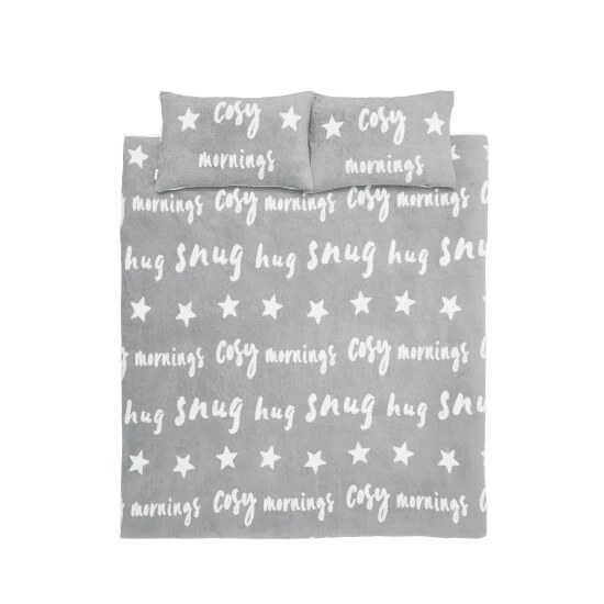 Catherine Lansfield Grey Cosy Up Tufted Fleece Duvet Cover And Pillowcase Set 5 Catherine Lansfield Grey Cosy Up Tufted Fleece Duvet Cover And Pillowcase Set - Image 5