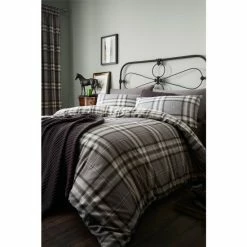Catherine Lansfield Grey Kelso Check Easy Care Duvet Cover And Pillowcase Set