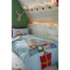 Catherine Lansfield Blue Countdown To Christmas Duvet Cover And Pillowcase Set