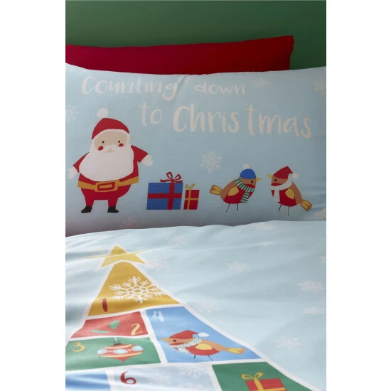 Catherine Lansfield Blue Countdown To Christmas Duvet Cover And Pillowcase Set 2 Catherine Lansfield Blue Countdown To Christmas Duvet Cover And Pillowcase Set - Image 2