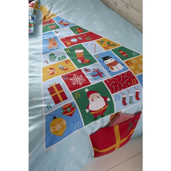 Catherine Lansfield Blue Countdown To Christmas Duvet Cover And Pillowcase Set 3 Catherine Lansfield Blue Countdown To Christmas Duvet Cover And Pillowcase Set - Image 3