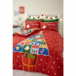 Catherine Lansfield Red Christmas Countdown Duvet Cover And Pillowcase Set