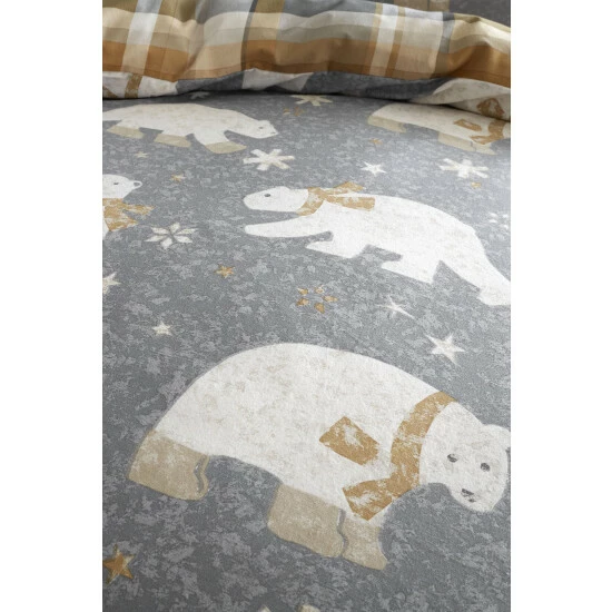 Catherine Lansfield Grey Brushed Cotton Polar Bear Duvet Cover And Pillowcase Set 4 Catherine Lansfield Grey Brushed Cotton Polar Bear Duvet Cover And Pillowcase Set - Image 4