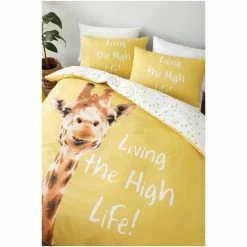 Catherine Lansfield Yellow Giraffe Duvet Cover And Pillowcase Set