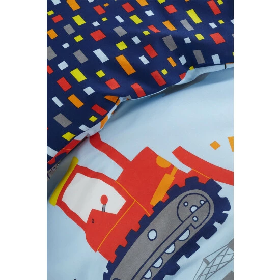 Catherine Lansfield Blue Kids Construction Easy Care Duvet Cover And Pillowcase Set 2 Catherine Lansfield Blue Kids Construction Easy Care Duvet Cover And Pillowcase Set - Image 2