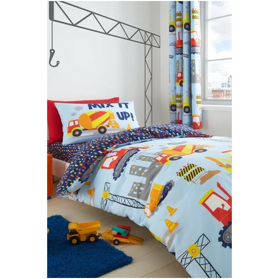 Catherine Lansfield Blue Kids Construction Easy Care Duvet Cover And Pillowcase Set 3 Catherine Lansfield Blue Kids Construction Easy Care Duvet Cover And Pillowcase Set - Image 3