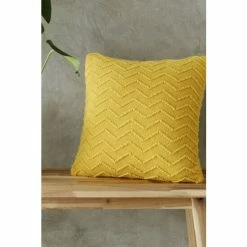 Catherine Lansfield Ochre Yellow Chevron Knit Cushion