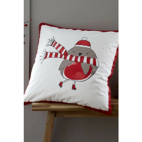 Catherine Lansfield Red Christmas Robin Cushion 1 Catherine Lansfield Red Christmas Robin Cushion
