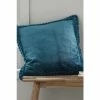 Catherine Lansfield Teal Blue Velvet And Faux Fur Cushion