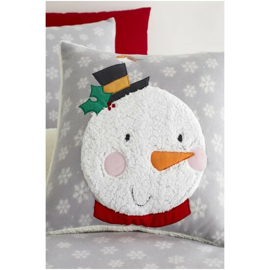 Catherine Lansfield Grey Cosy Snowman Christmas Cushion 2 Catherine Lansfield Grey Cosy Snowman Christmas Cushion - Image 2