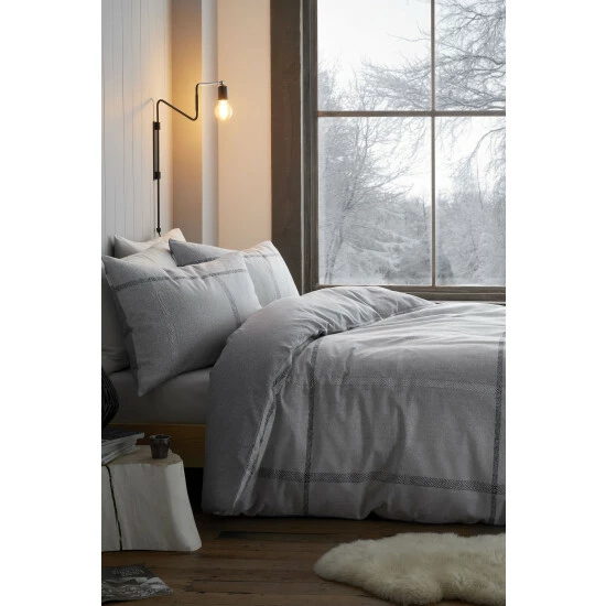 Catherine Lansfield Grey Berwick Tweed Brushed Cotton Duvet Cover And Pillowcase Set 1 Catherine Lansfield Grey Berwick Tweed Brushed Cotton Duvet Cover And Pillowcase Set