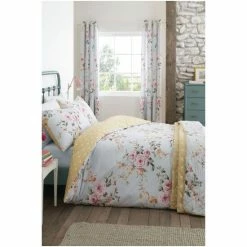 Catherine Lansfield Ochre Yellow Canterbury Floral Duvet Cover And Pillowcase Set