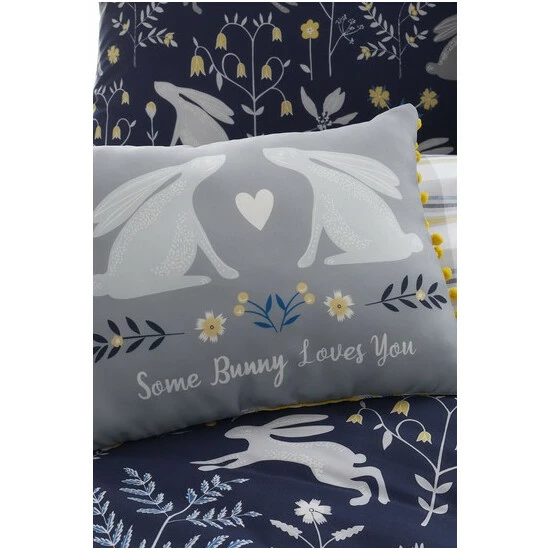 Catherine Lansfield Blue Woodland Rabbits Cushion 3 Catherine Lansfield Blue Woodland Rabbits Cushion - Image 3