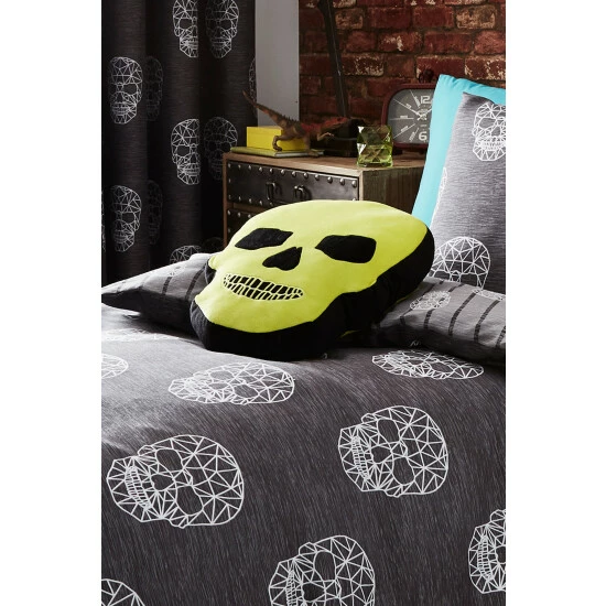 Catherine Lansfield Green Skulls Cushion 2 Catherine Lansfield Green Skulls Cushion - Image 2