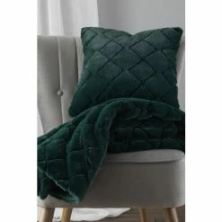 Alternative view of Catherine Lansfield Green Cosy Diamond Cushion